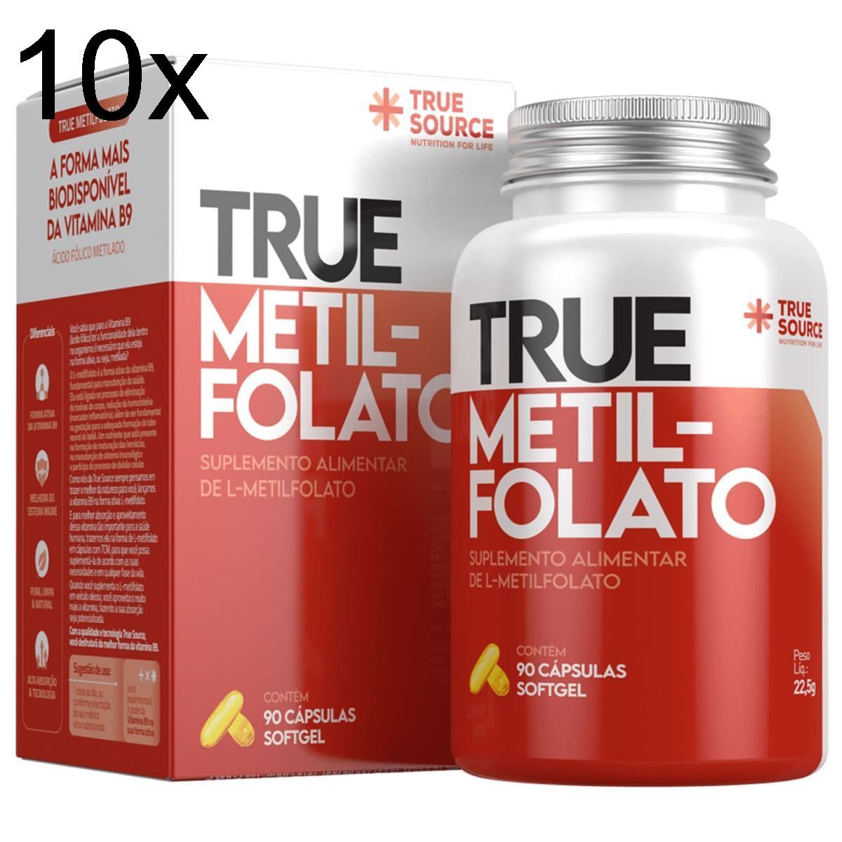 Kit 10X True Metilfolato - 90 C�psulas - True Source