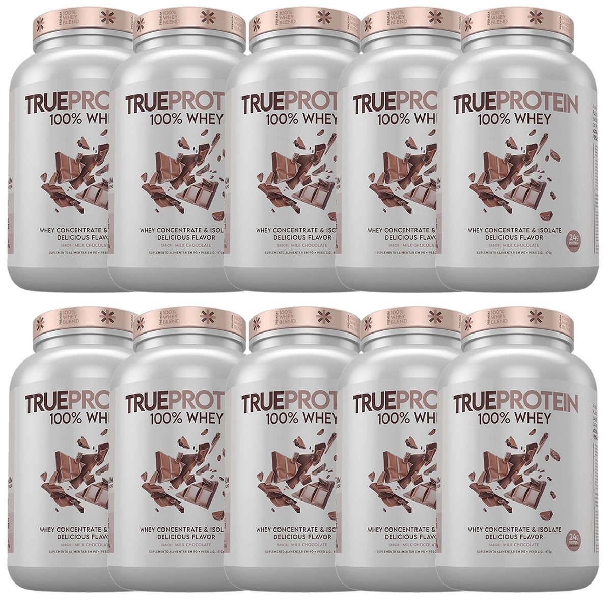 Kit 10X True Protein 100% Whey - 874g Milk Chocolate - True Source