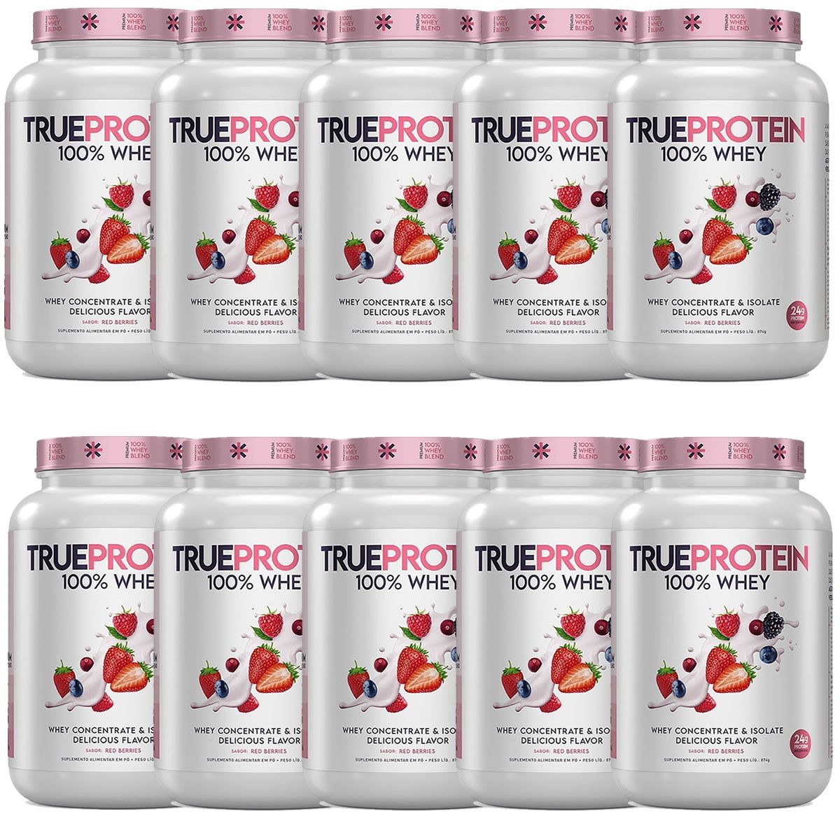 Kit 10X True Protein 100% Whey - 874g Red Berries - True Source