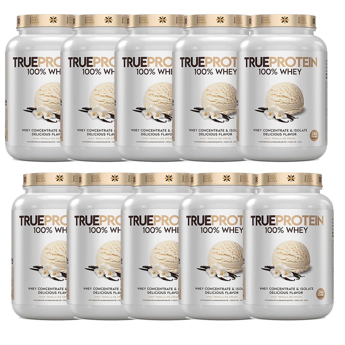 Kit 10X True Protein 100% Whey - 874g Vanilla Ice Cream - True Source