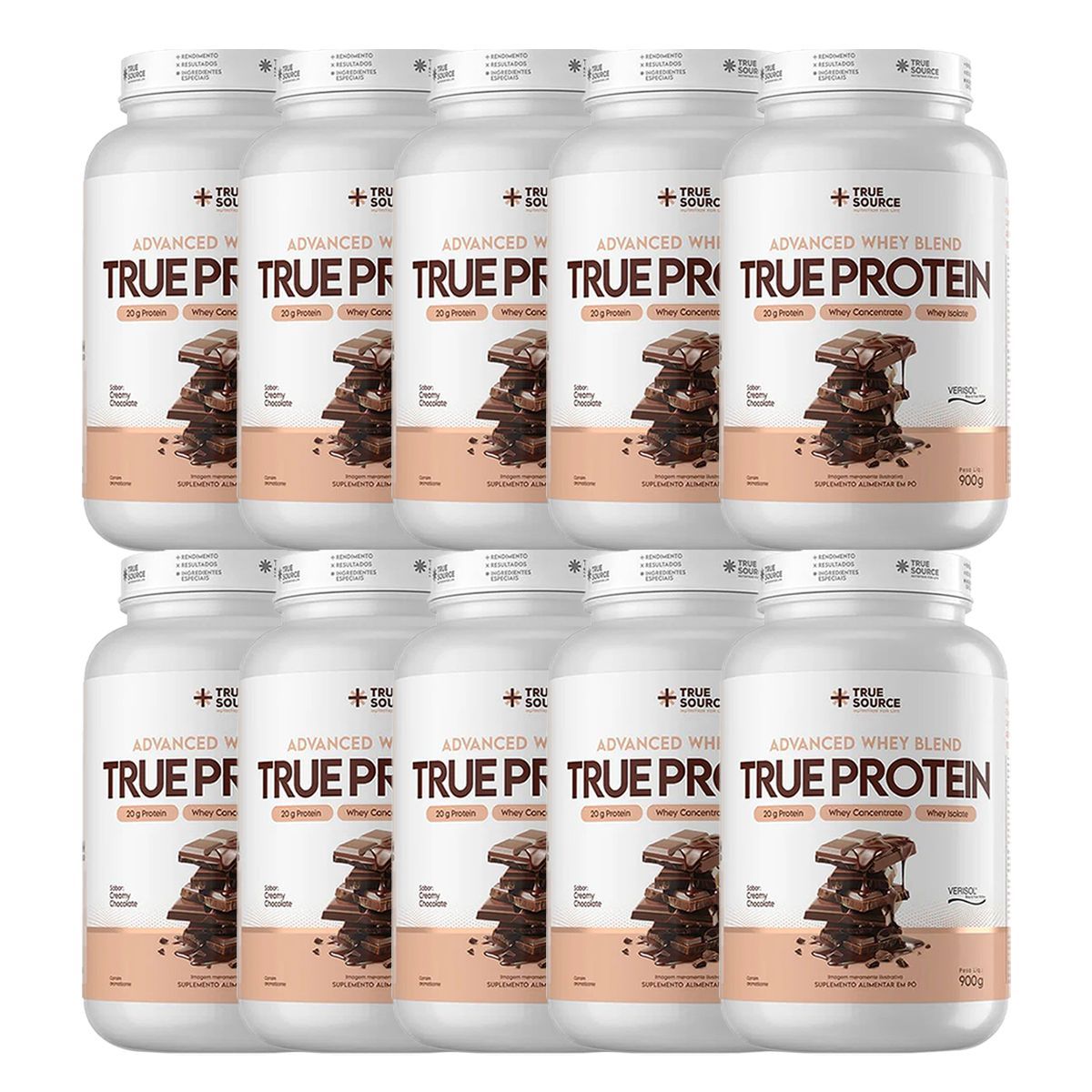 Kit 10X True Protein Advanced Whey - 900g Creamy Chocolate - True Source