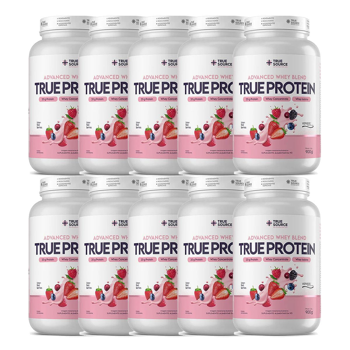 Kit 10X True Protein Advanced Whey - 900g Red Berries - True Source