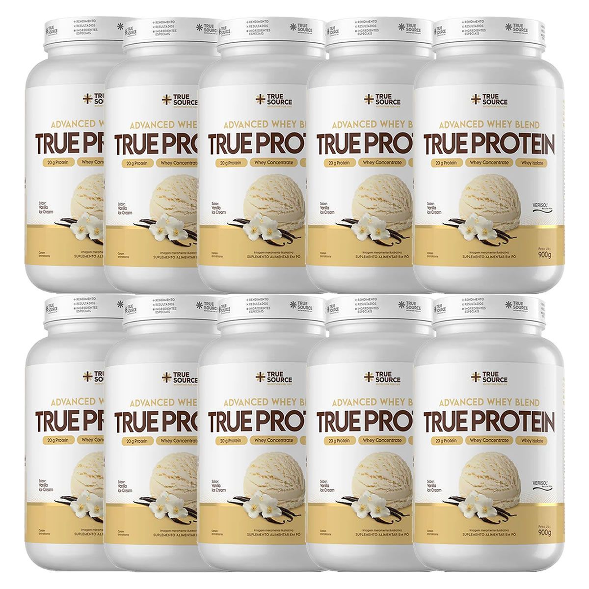 Kit 10X True Protein Advanced Whey - 900g Vanilla Ice Cream  - True Source