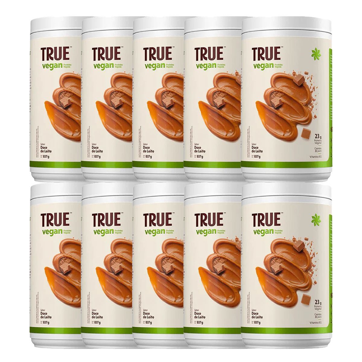 Kit 10X True Vegan Prote�na Vegetal - 837g Doce de Leite - True Source