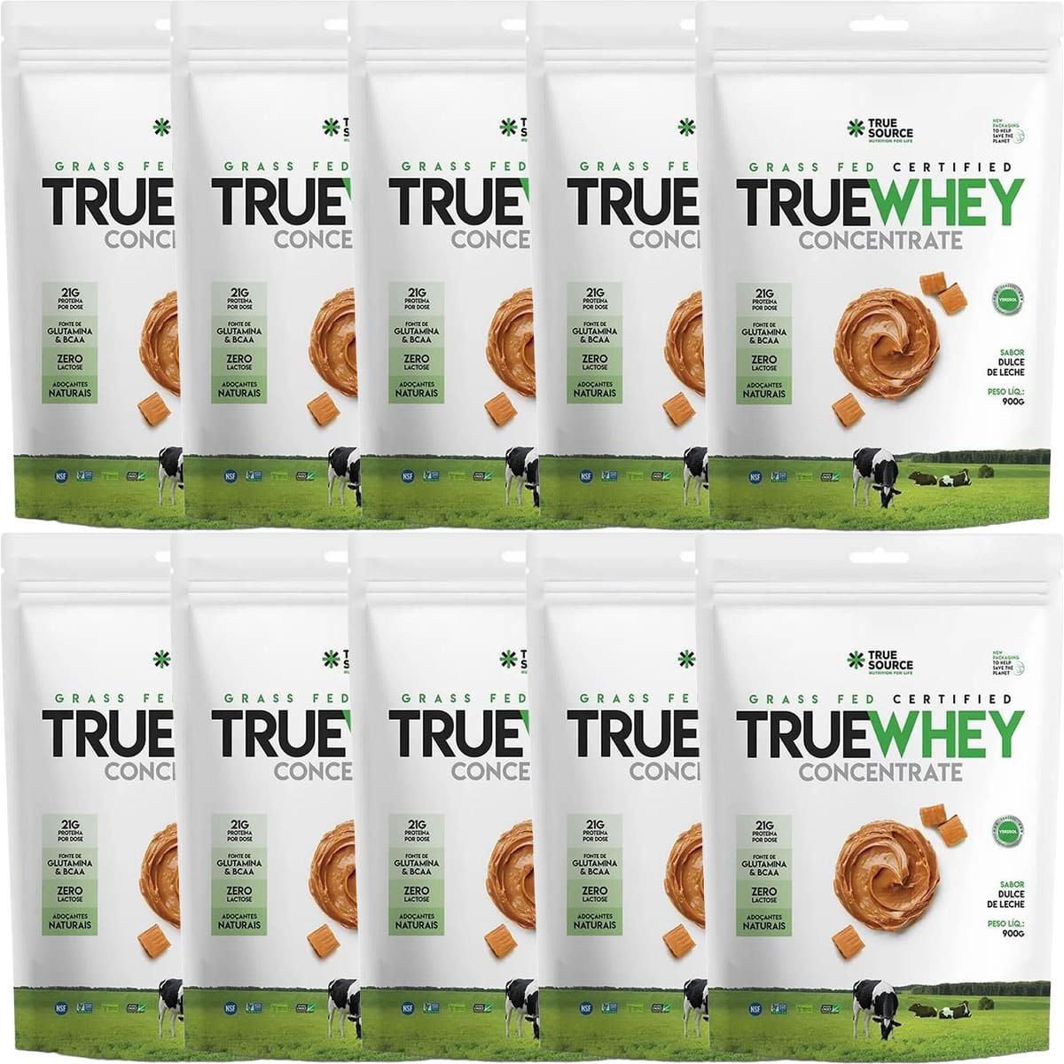 Kit 10X True Whey Concentrate - 900g Refil Dulce de Leche - True Source
