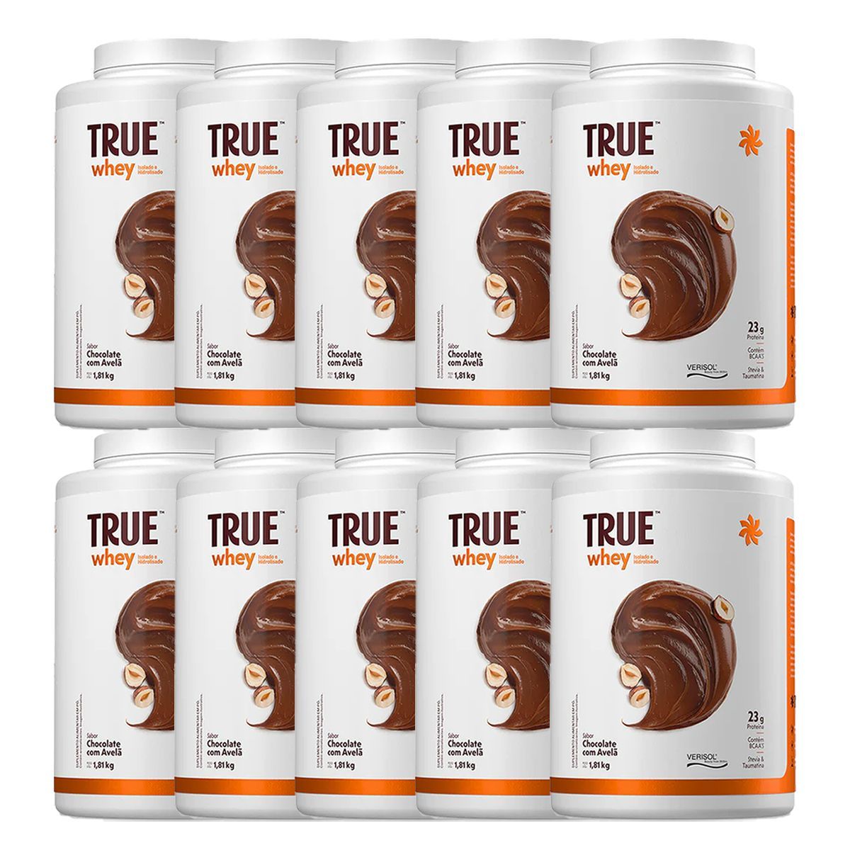 Kit 10X True Whey Protein Hidrolisado e Isolado - 1810g Chocolate Com Avel� - True Source