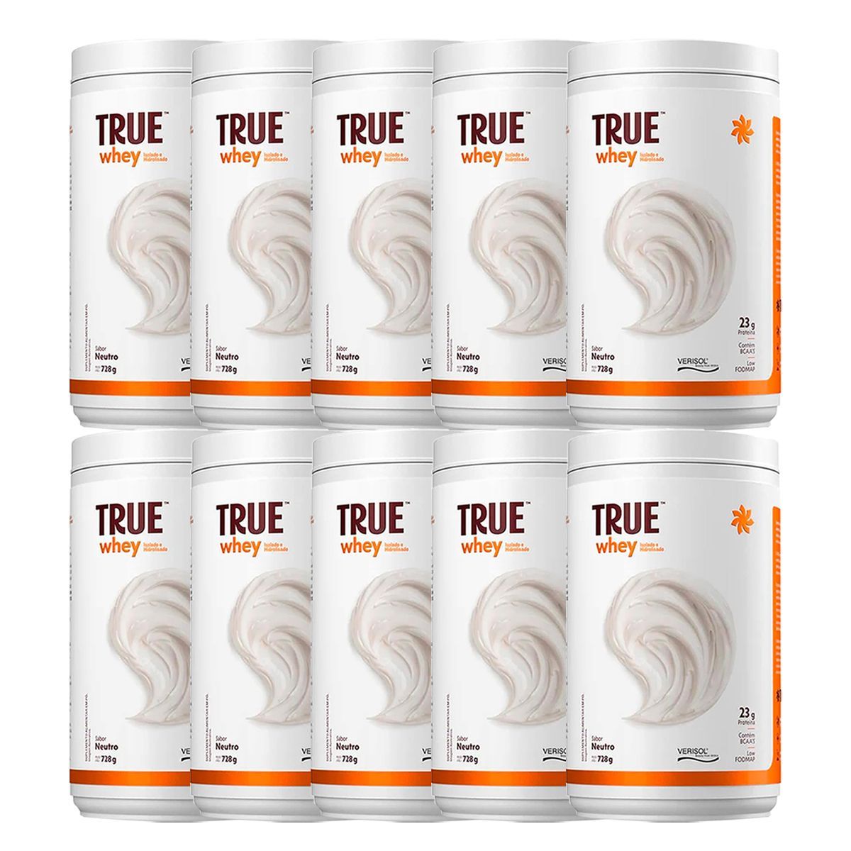 Kit 10X True Whey Protein Hidrolisado e Isolado - 728g Natural - True Source