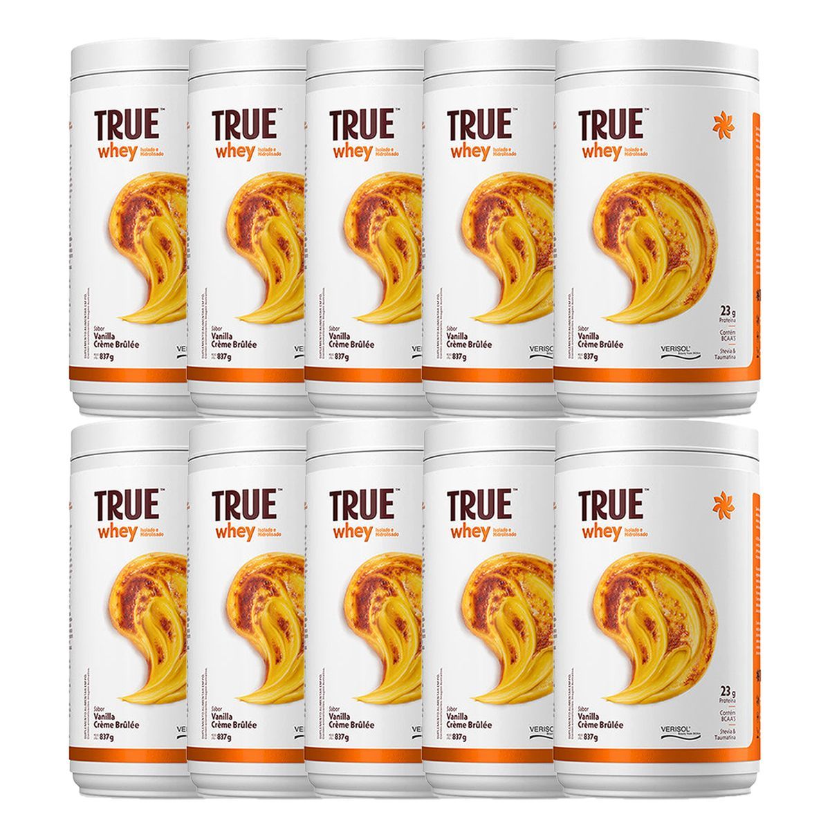Kit 10X True Whey Protein Hidrolisado e Isolado - 837g Vanilla Cr�me Br�ll� - True Source