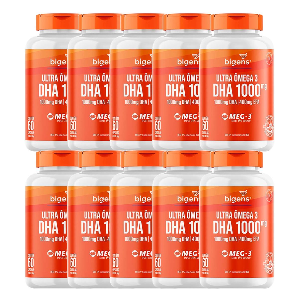 Kit 10X Ultra Omega 3 Dha 1000 - 60 C�psulas - Bigens