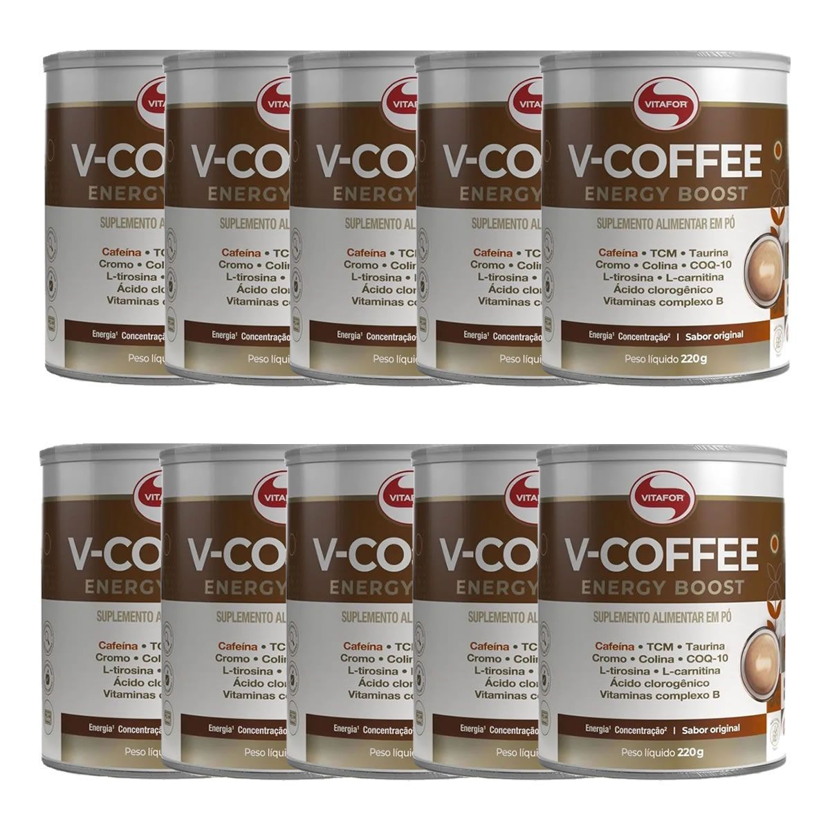 Kit 10X V-Coffee Energy Boost - 220g Sabor Original - Vitafor