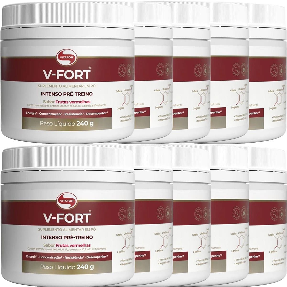 Kit 10X V-Fort - 240g Frutas Vermelhas - Vitafor