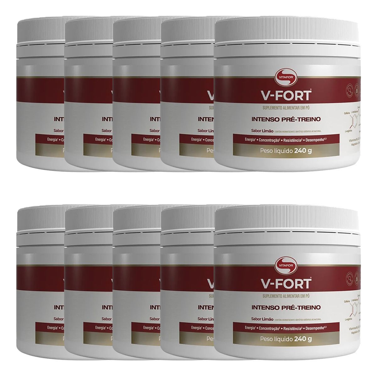 Kit 10X V-Fort - 240g Lim�o - Vitafor