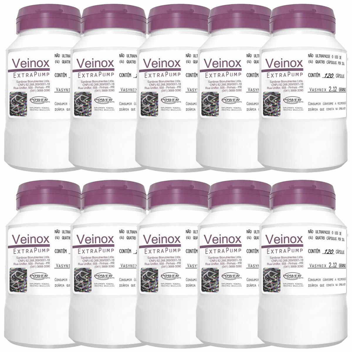 Kit 10X Veinox - 120 C�psulas - Power  Supplements