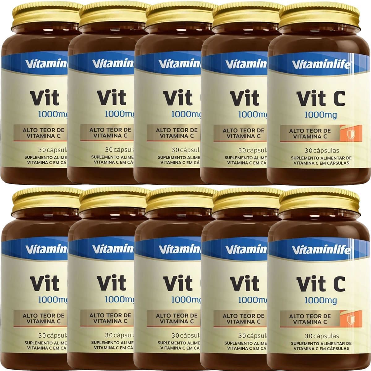 Kit 10X Vit C 1000mg - 30 C�psulas - VitaminLife