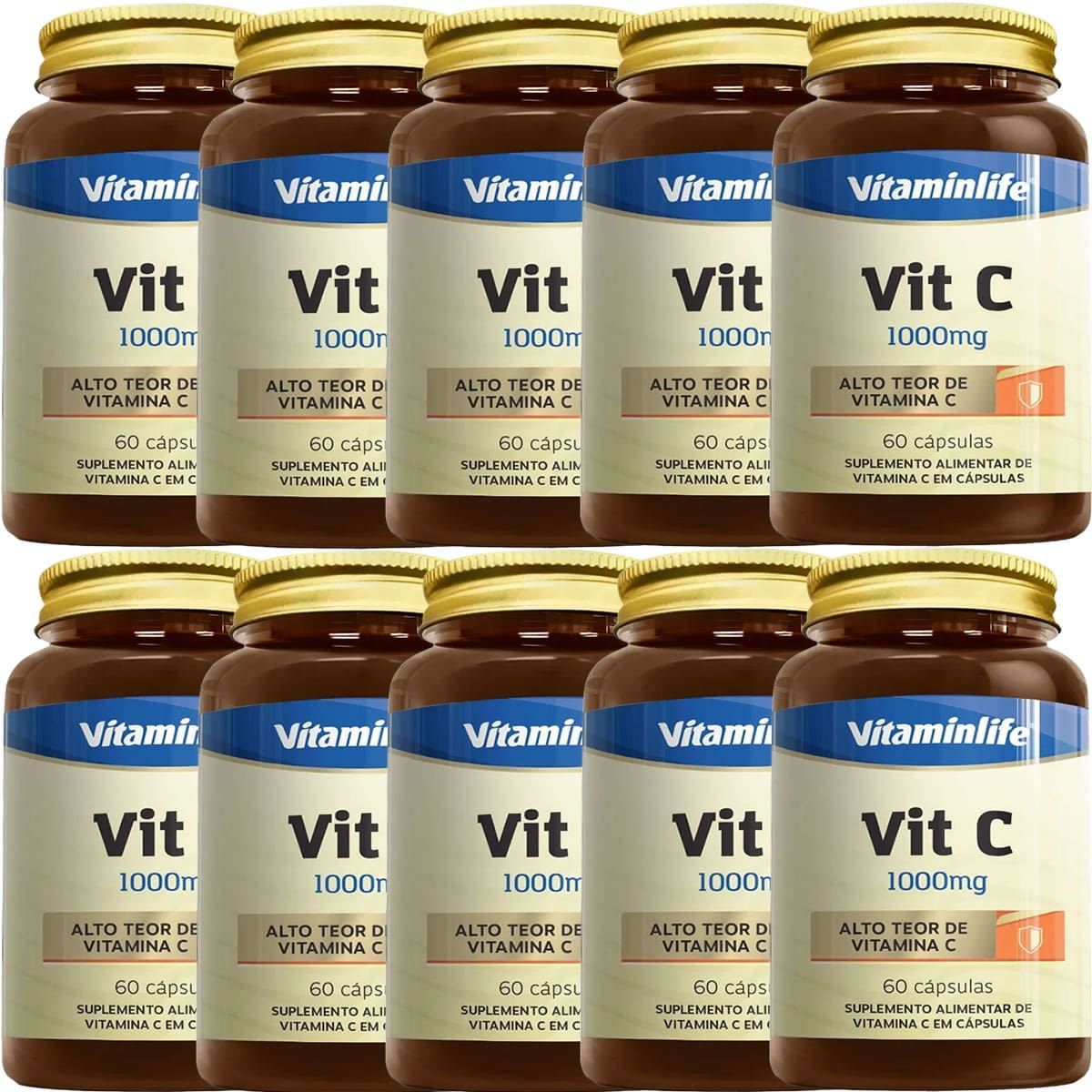 Kit 10X Vit C 1000mg - 60 C�psulas - VitaminLife