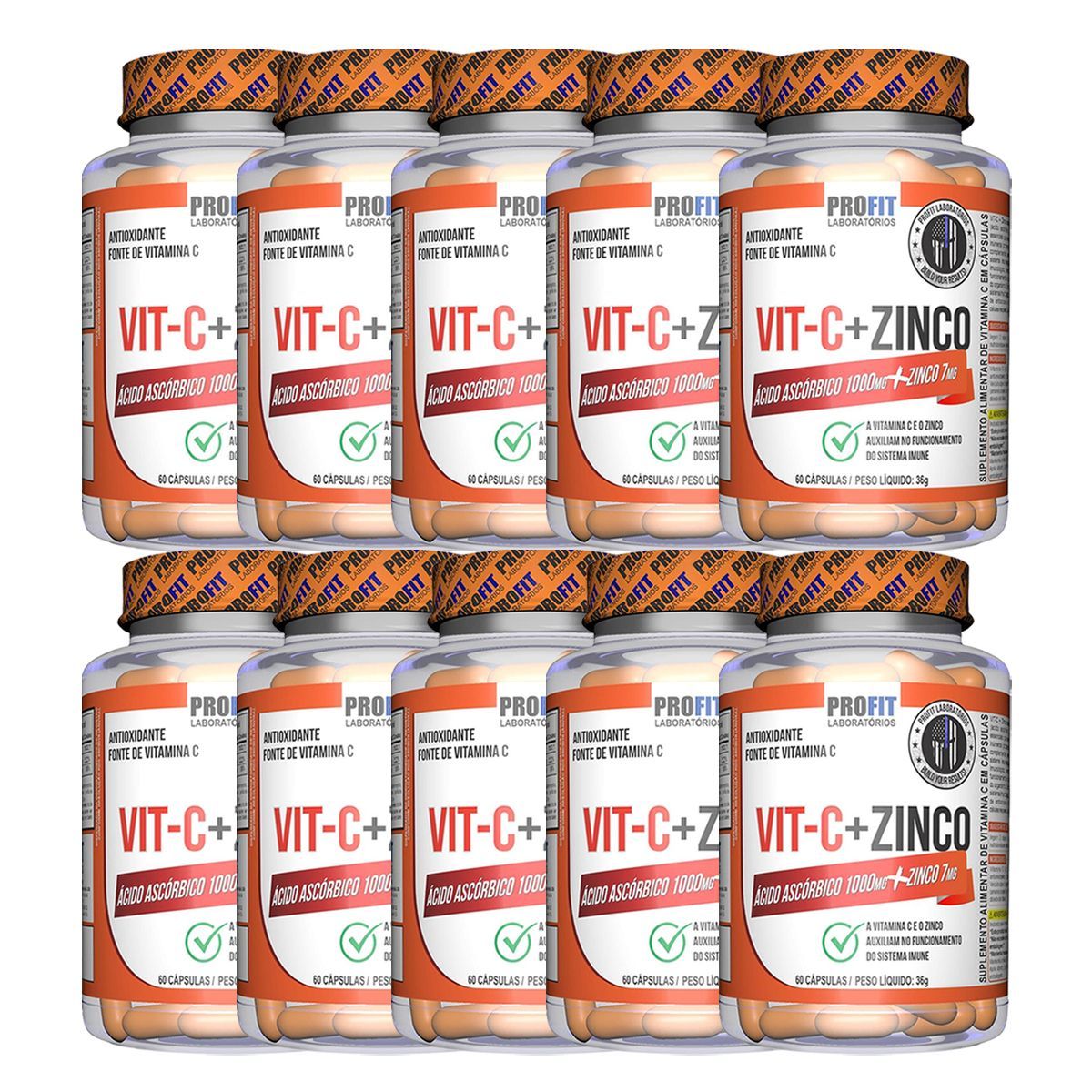 Kit 10X Vit C + Zinco - 60 C�psulas - ProFit