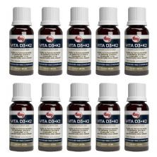 Kit 10X Vita D3 + K2 - 20ml Menta - Vitafor