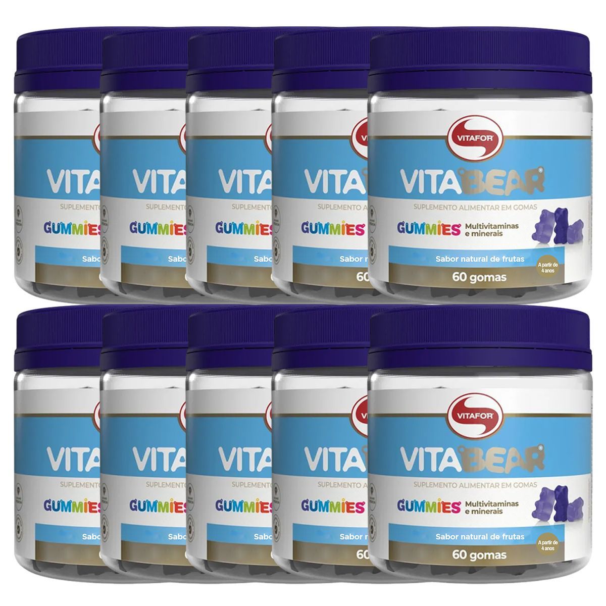 Kit 10X Vitabear - 60 Gomas Sabor Natural de Frutas  - Vitafor