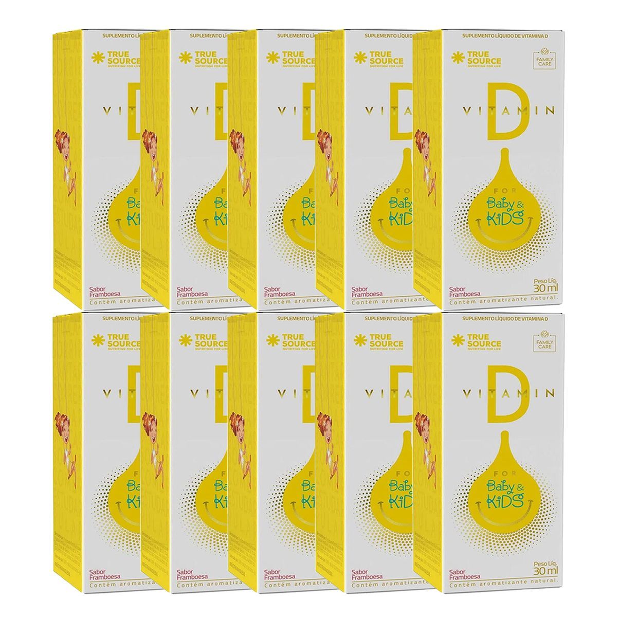 Kit 10X Vitamin D. For Baby & Kids - 30ml Framboesa - True Source