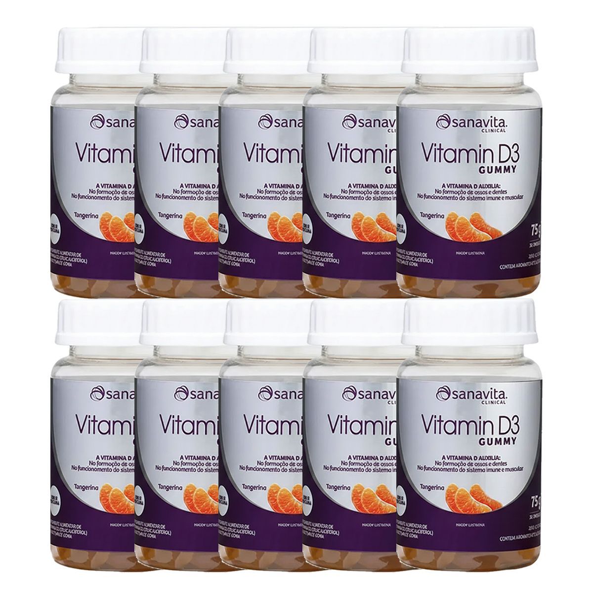Kit 10X Vitamin D3 - 75g Tangerina - Sanavita