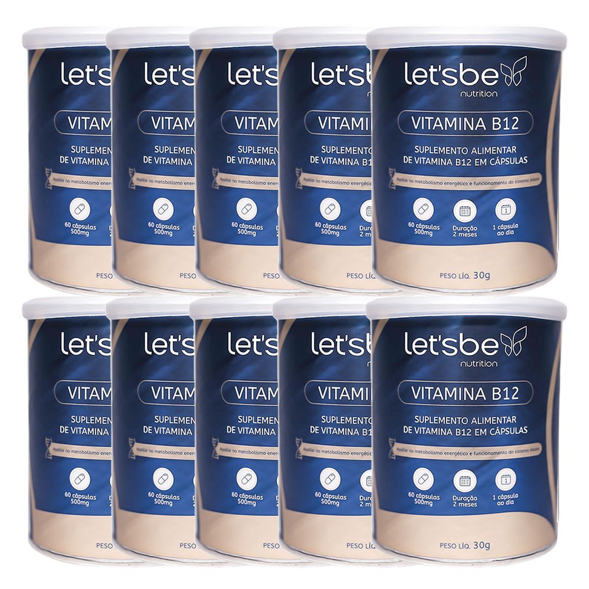 Kit 10X Vitamina B12 - 60 C�psulas - LetsBe Nutrition