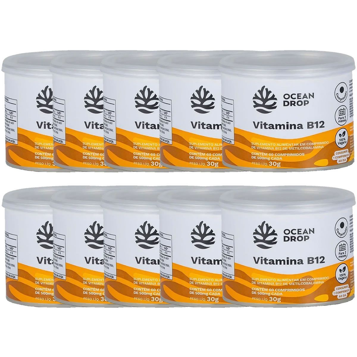 Kit 10X Vitamina B12 - 60 Comprimidos - Ocean Drop