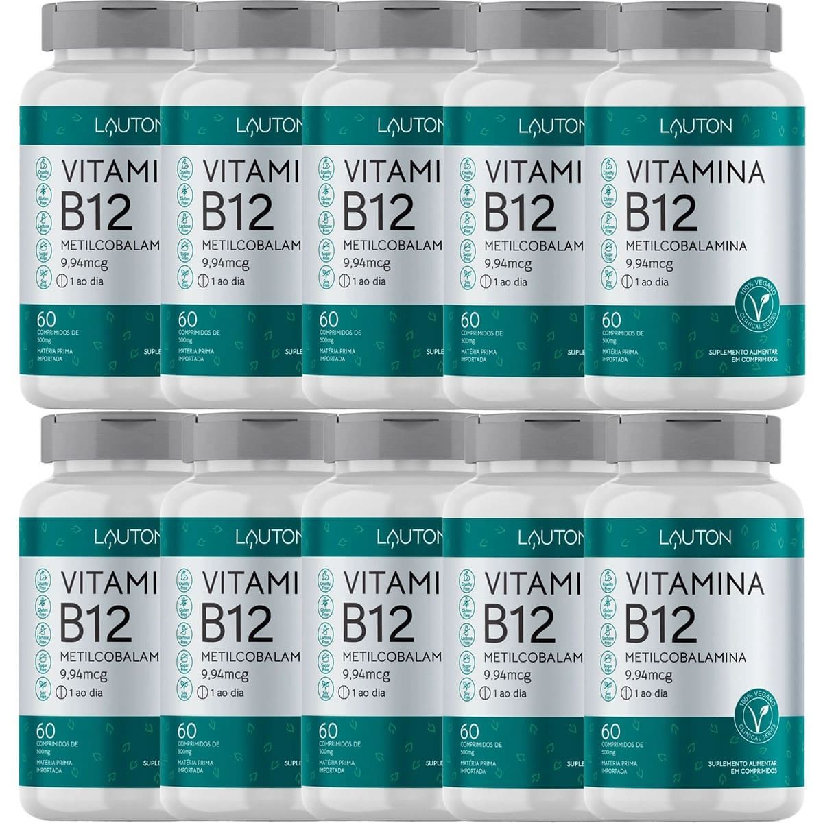 Kit 10X Vitamina B12 Metilcobalamina - 60 Comprimidos - Lauton Nutrition