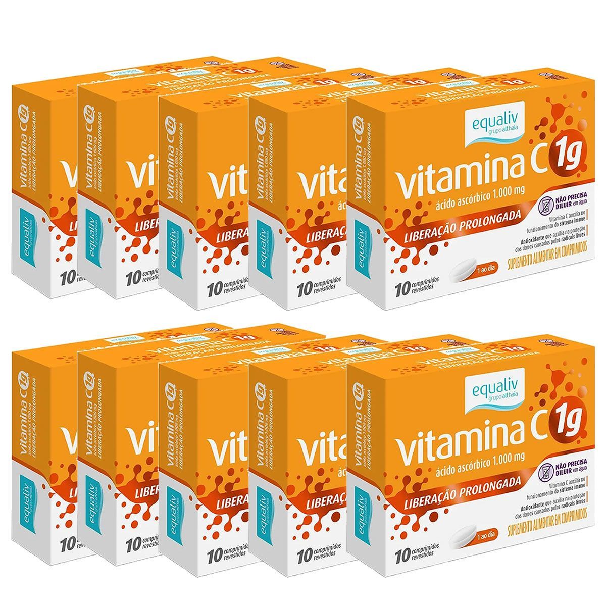 Kit 10X Vitamina C 1g - 10 Comprimidos - Equaliv