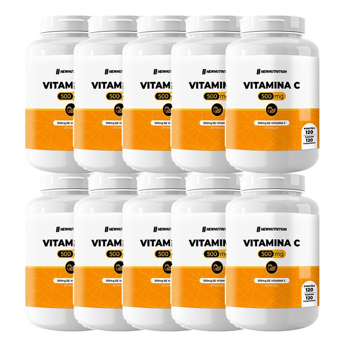 Kit 10X Vitamina C 500mg - 120 Comprimido - NewNutrition