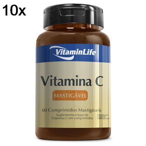 Kit 10X Vitamina C em Comprimidos Mastig�veis - 60 Comprimidos - VitaminLife