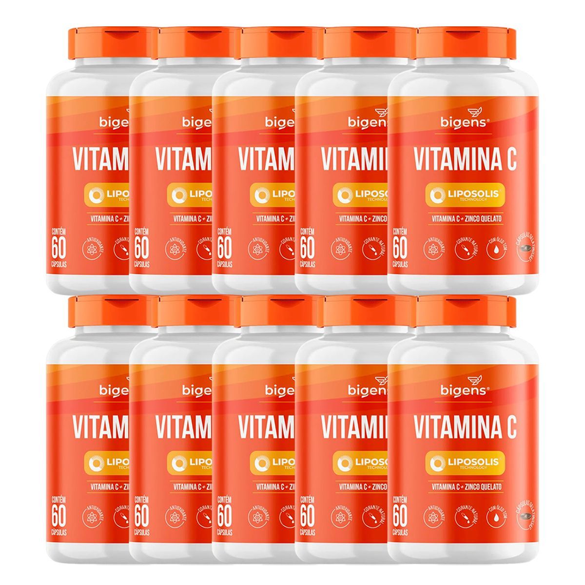 Kit 10X Vitamina C Liposolis - 60 C�psulas - Bigens