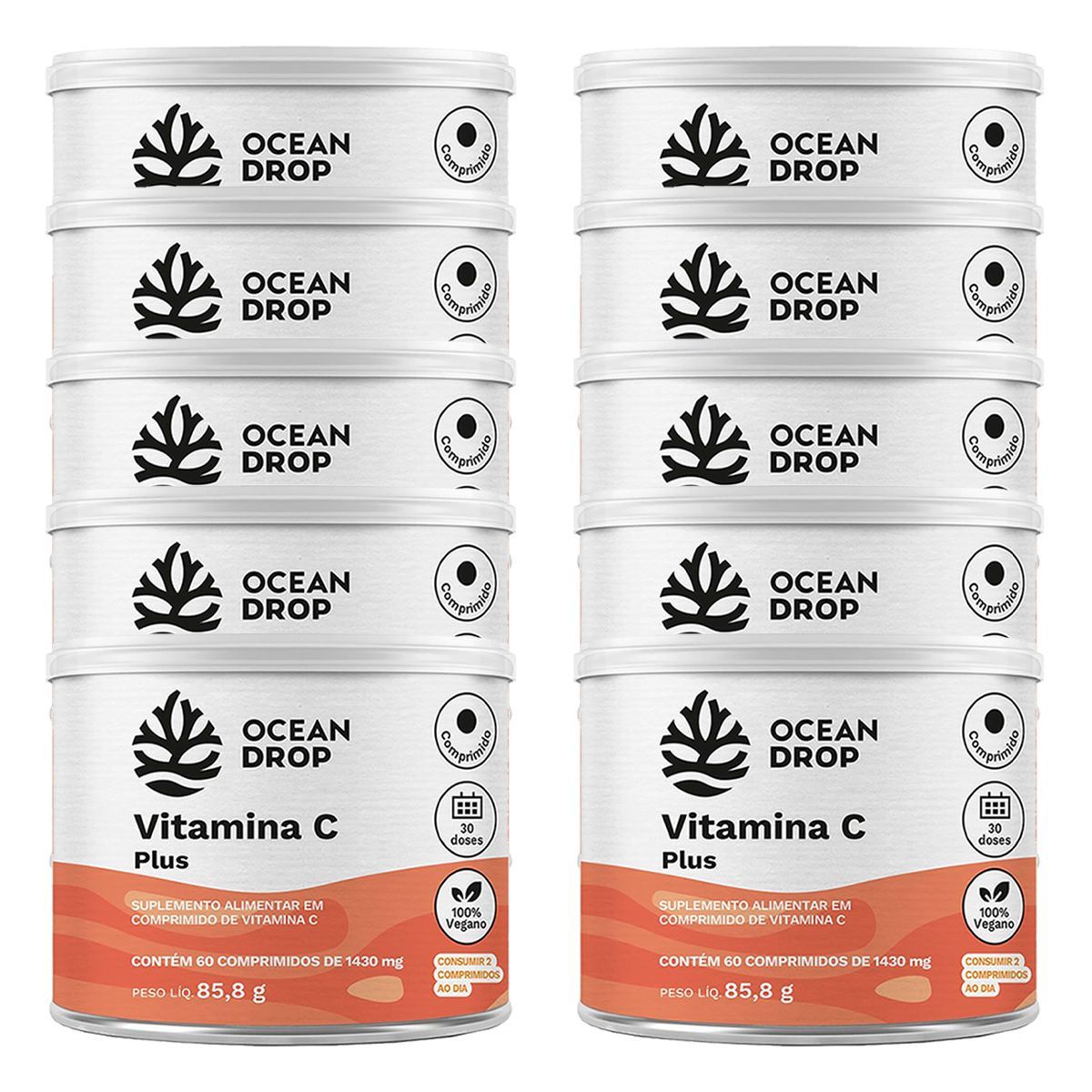 Kit 10X Vitamina C Plus - 60 Tablets - Ocean Drop