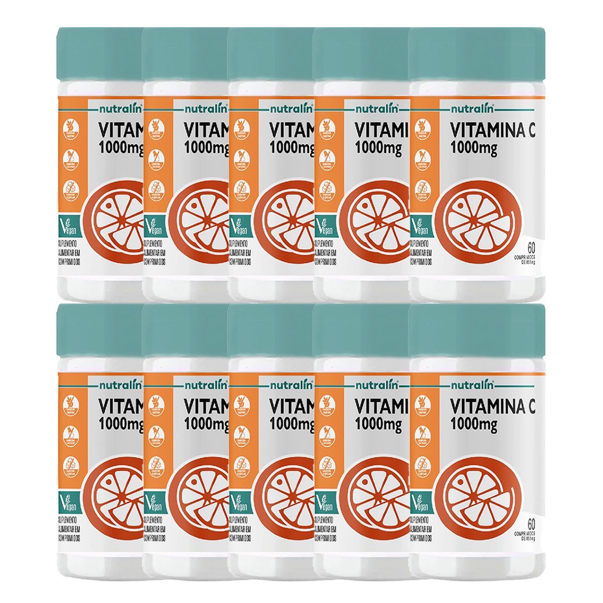 Kit 10X Vitamina C Vegan - 60 Comprimidos - Nutralin