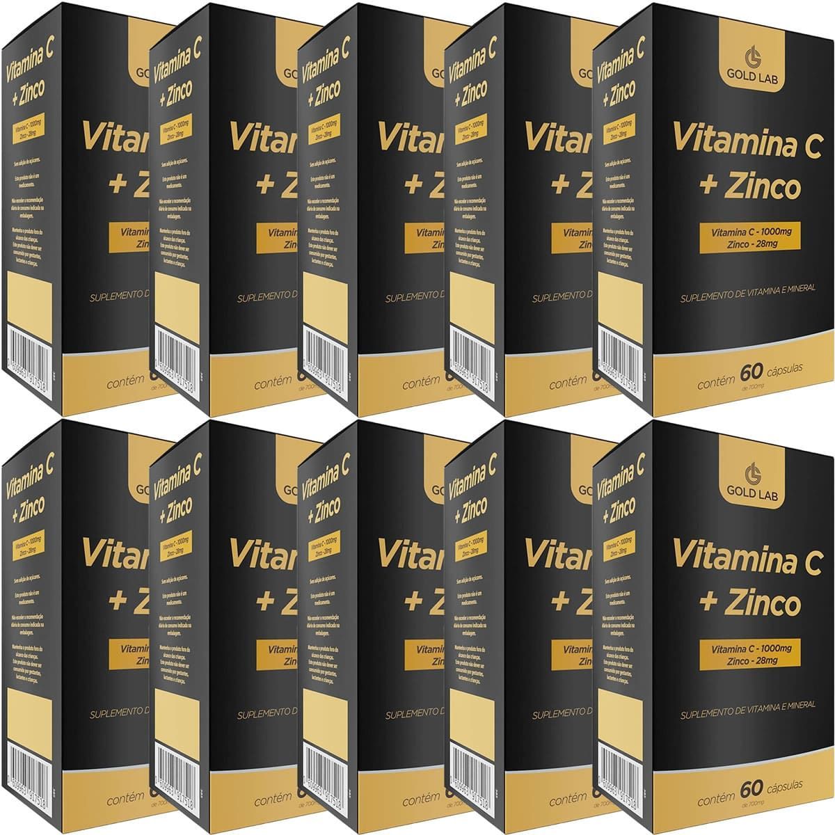 Kit 10X Vitamina C + Zinco - 60 C�psulas - Gold Lab