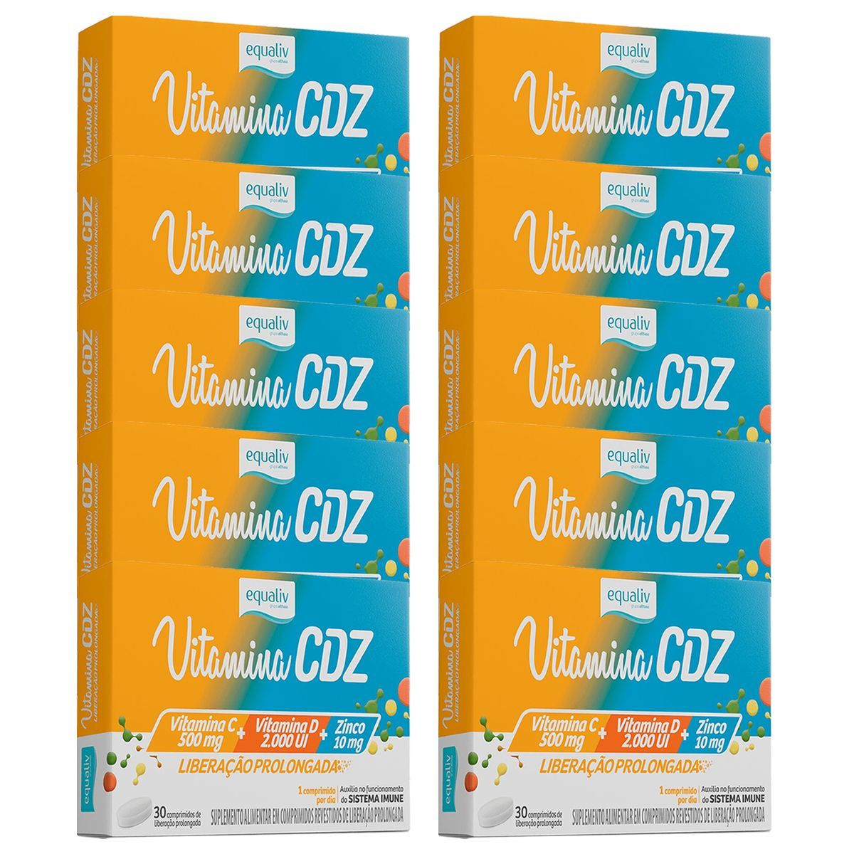 Kit 10X Vitamina CDZ - 30 Comprimidos - Equaliv