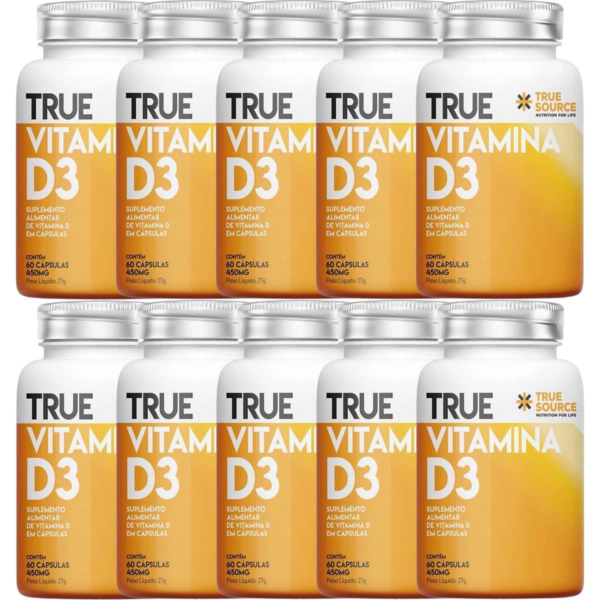 Kit 10X Vitamina D3 2000UI - 60 C�psulas - True Source