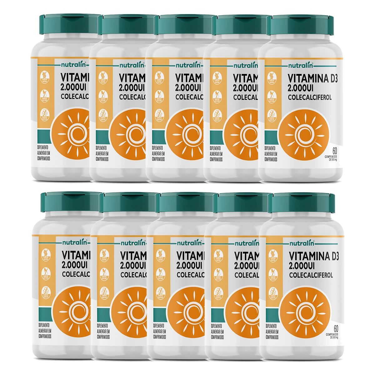 Kit 10X Vitamina D3 2000UI - 60 Comprimidos - Nutral�n