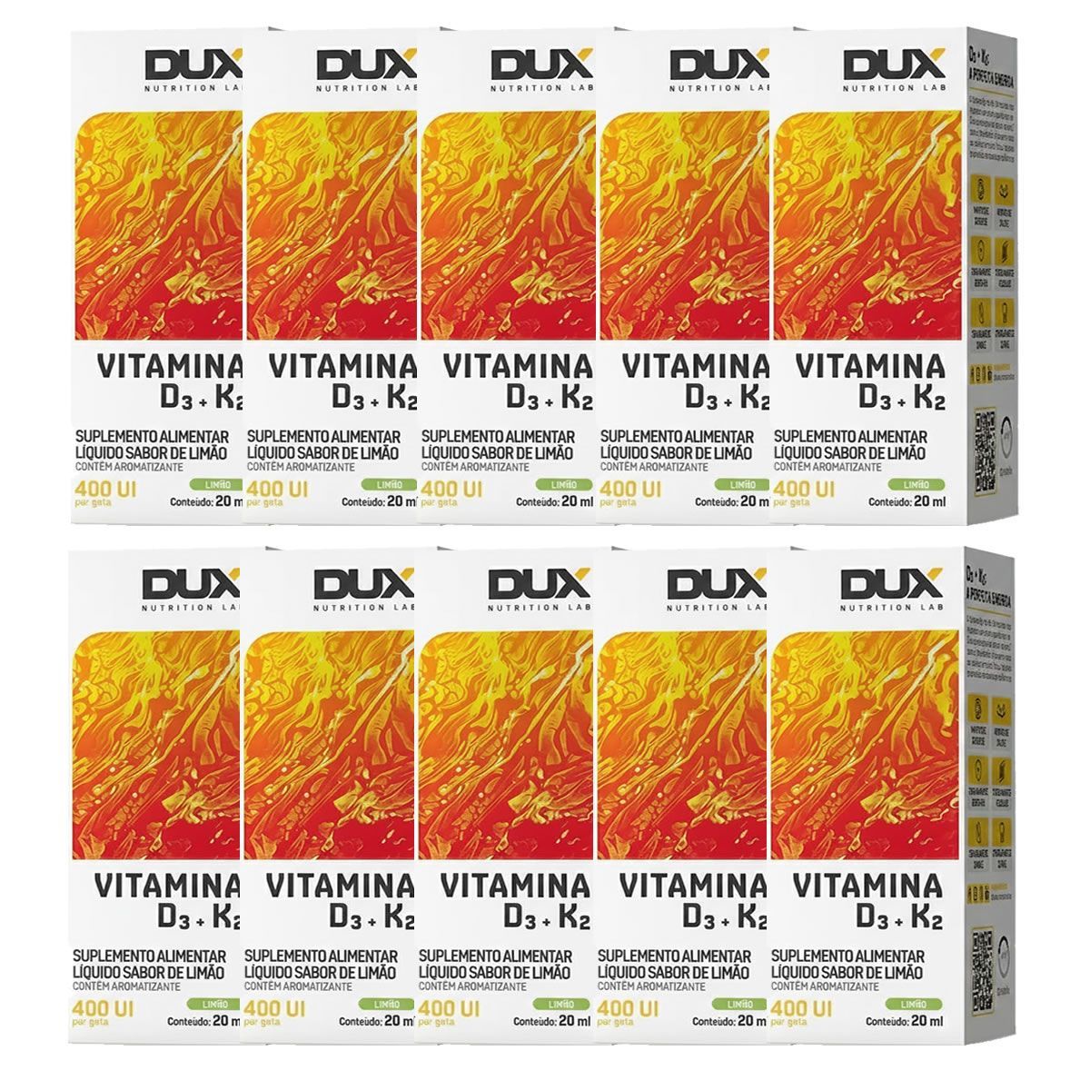 Kit 10X Vitamina D3 K2 - 20ml Lim�o - Dux