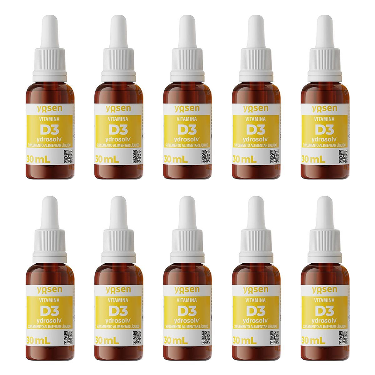 Kit 10X Vitamina D3 Ydrosolv - 30ml Gotas Sem Sabor - Yosen