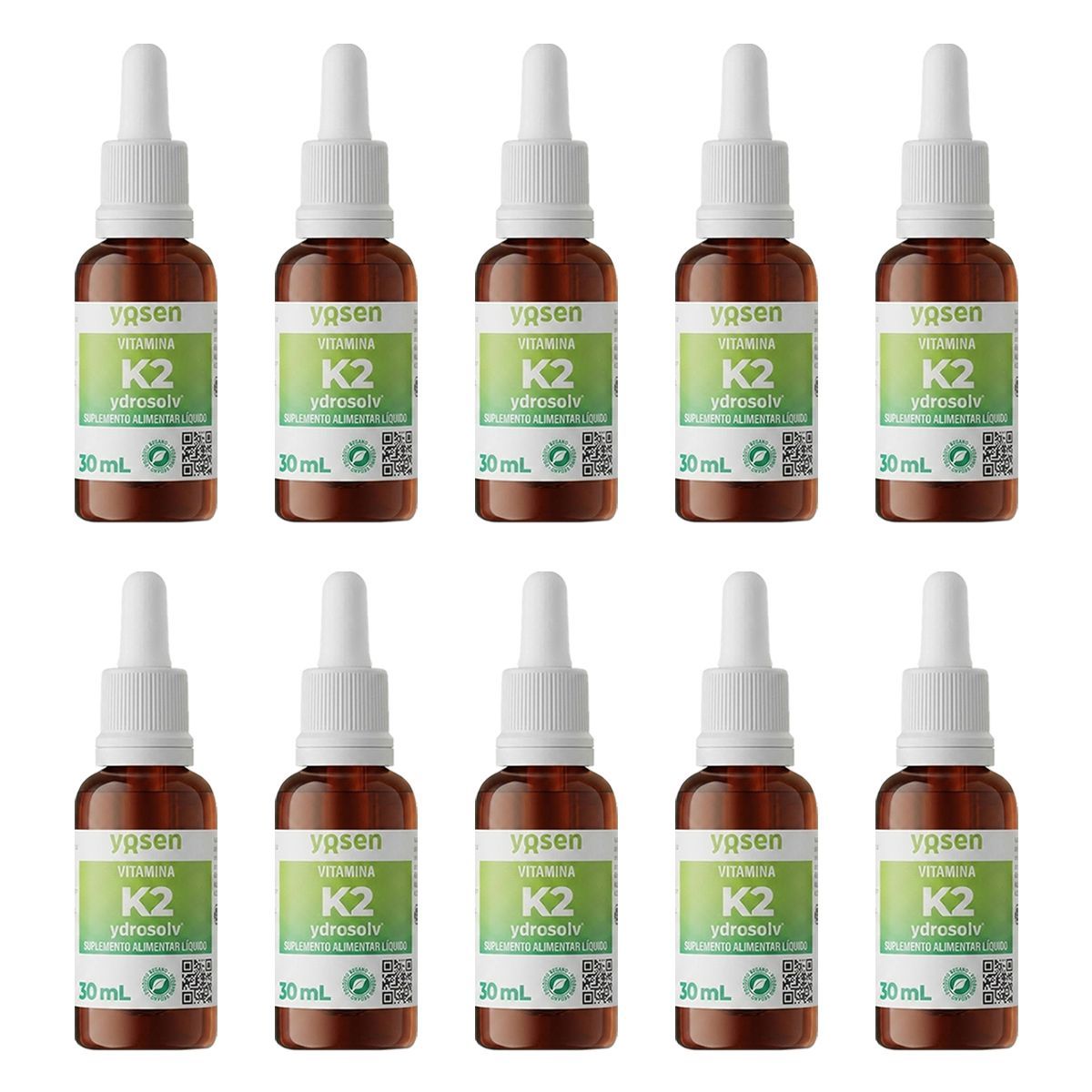 Kit 10X Vitamina K2 Ydrosolv - 30ml Gotas Sem Sabor - Yosen