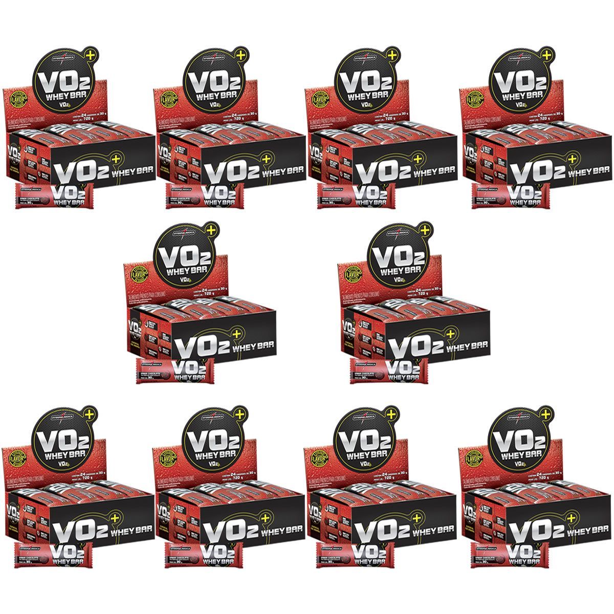 Kit 10X VO2 PROTEIN BAR - 24 Unidades 30g Chocolate - IntegralM�dica