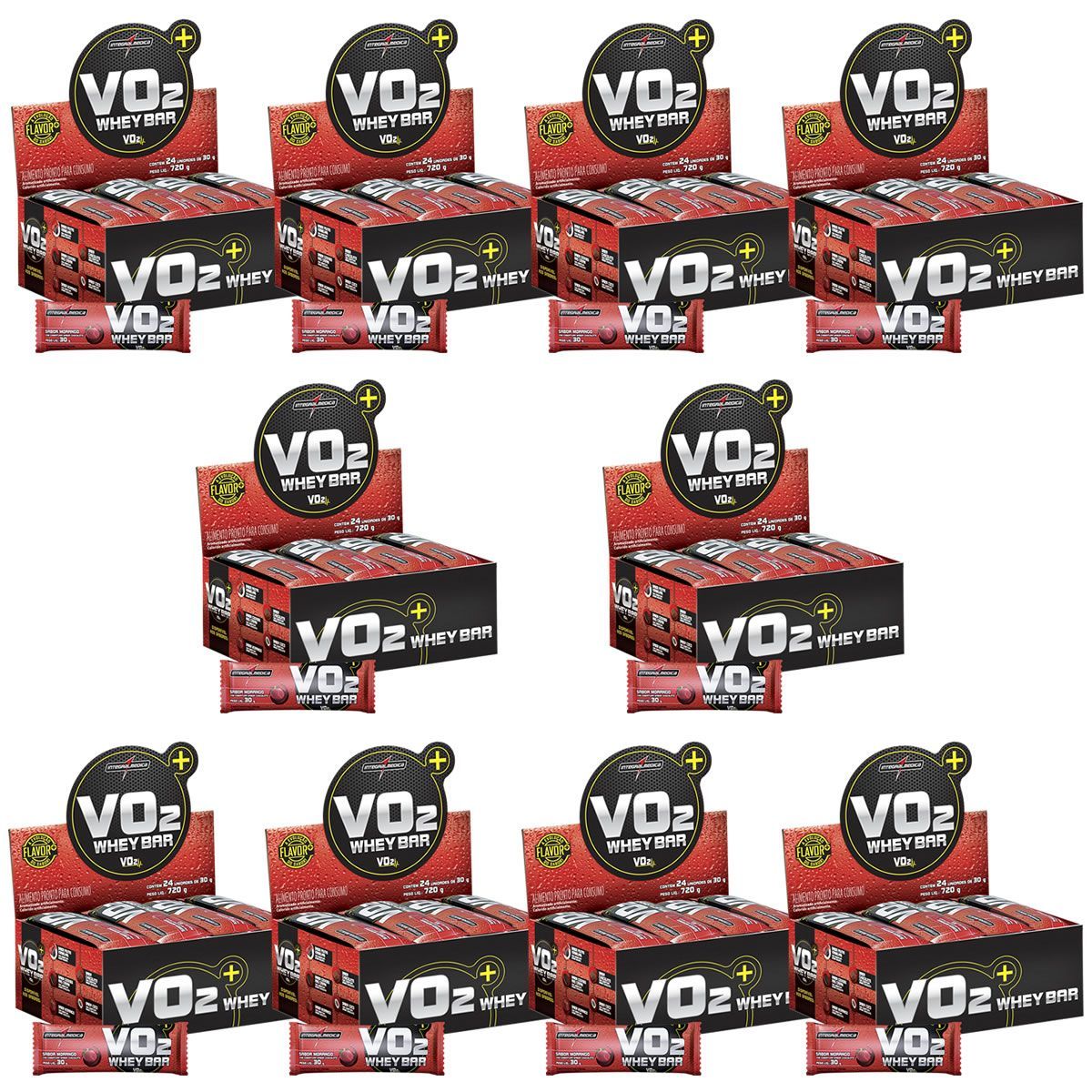 Kit 10X VO2 PROTEIN BAR - 24 Unidades 30g Morango - IntegralM�dica