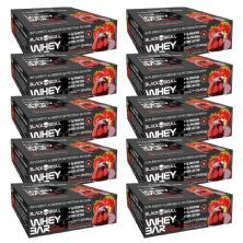 Kit 10X Whey Bar Gourmet - 12 Unidades 45g Morango com Chocolate - Black Skull