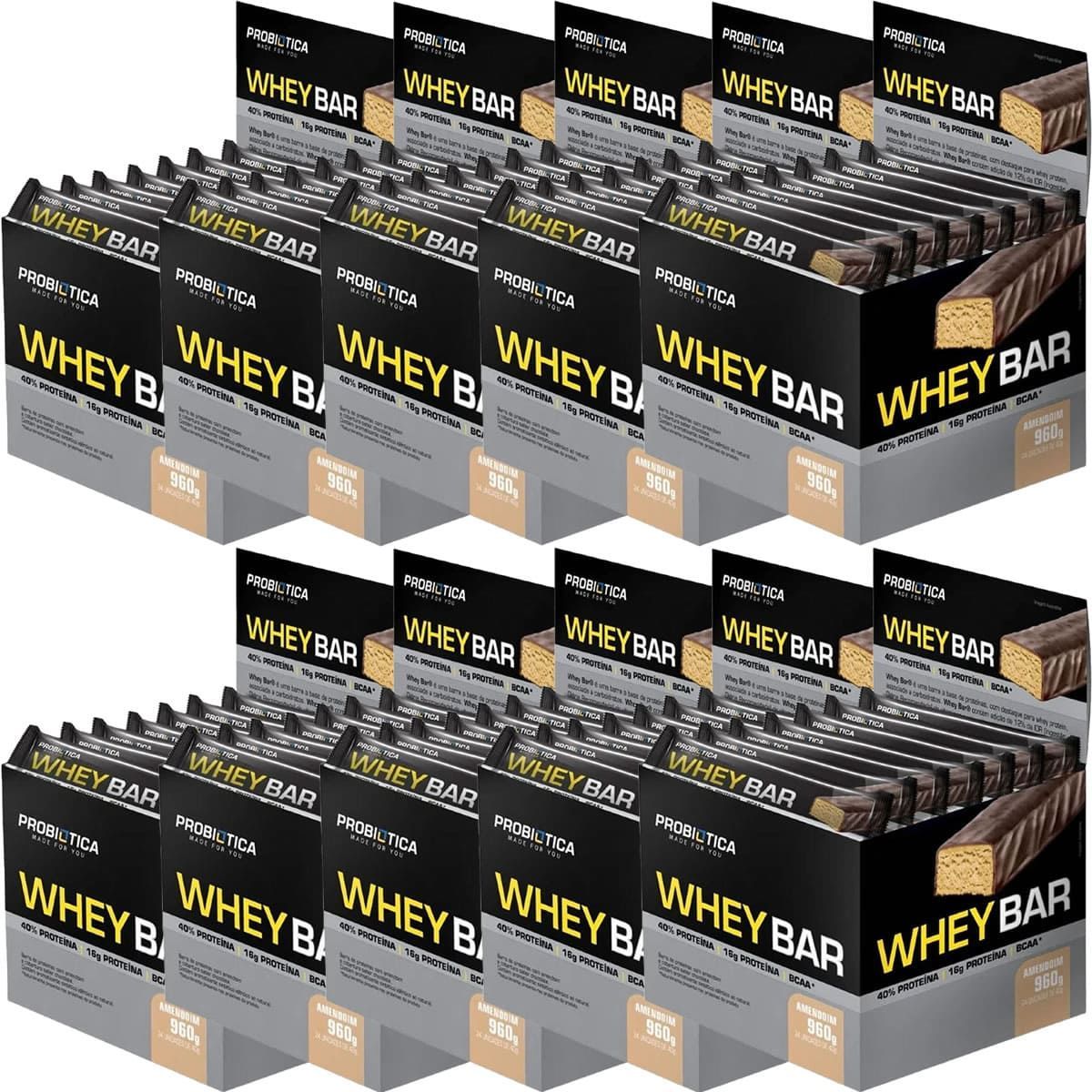 Kit 10X Whey Bar High Protein - 24 Unidades 40g Amendoin - Probi�tica