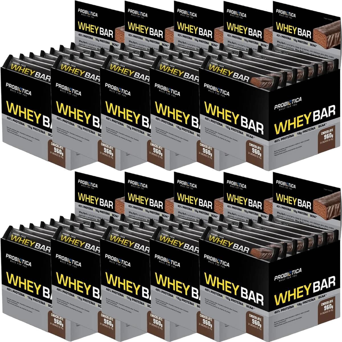Kit 10X Whey Bar High Protein - 24 Unidades 40g Chocolate - Probi�tica