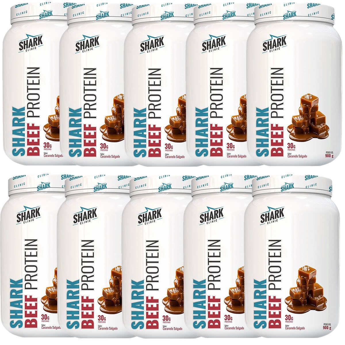 Kit 10X Whey Beef Protein - 900g Caramelo Salgado - Shark Pro