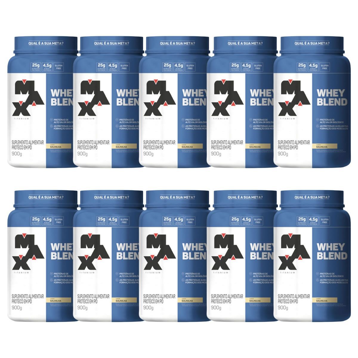 Kit 10X Whey Blend - 900g Baunilha - Max Titanium