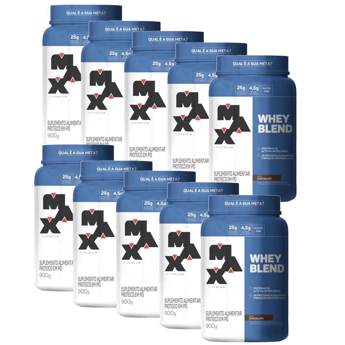 Kit 10X Whey Blend - 900g Chocolate - Max Titanium