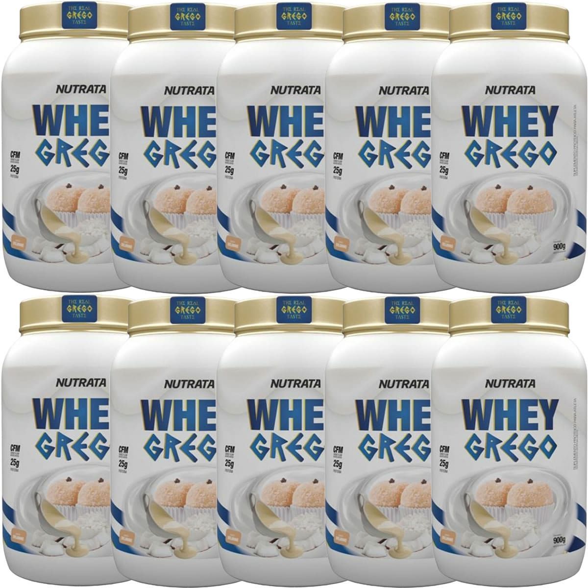 Kit 10X Whey Grego - 900g Beijinho - Nutrata