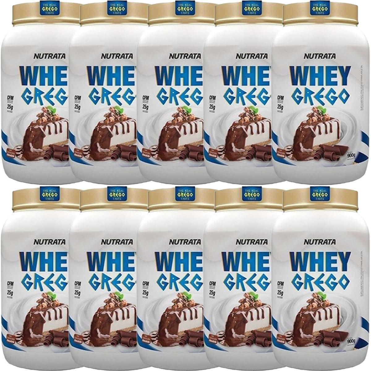 Kit 10X Whey Grego - 900g Cheesecake de Chocolate - Nutrata